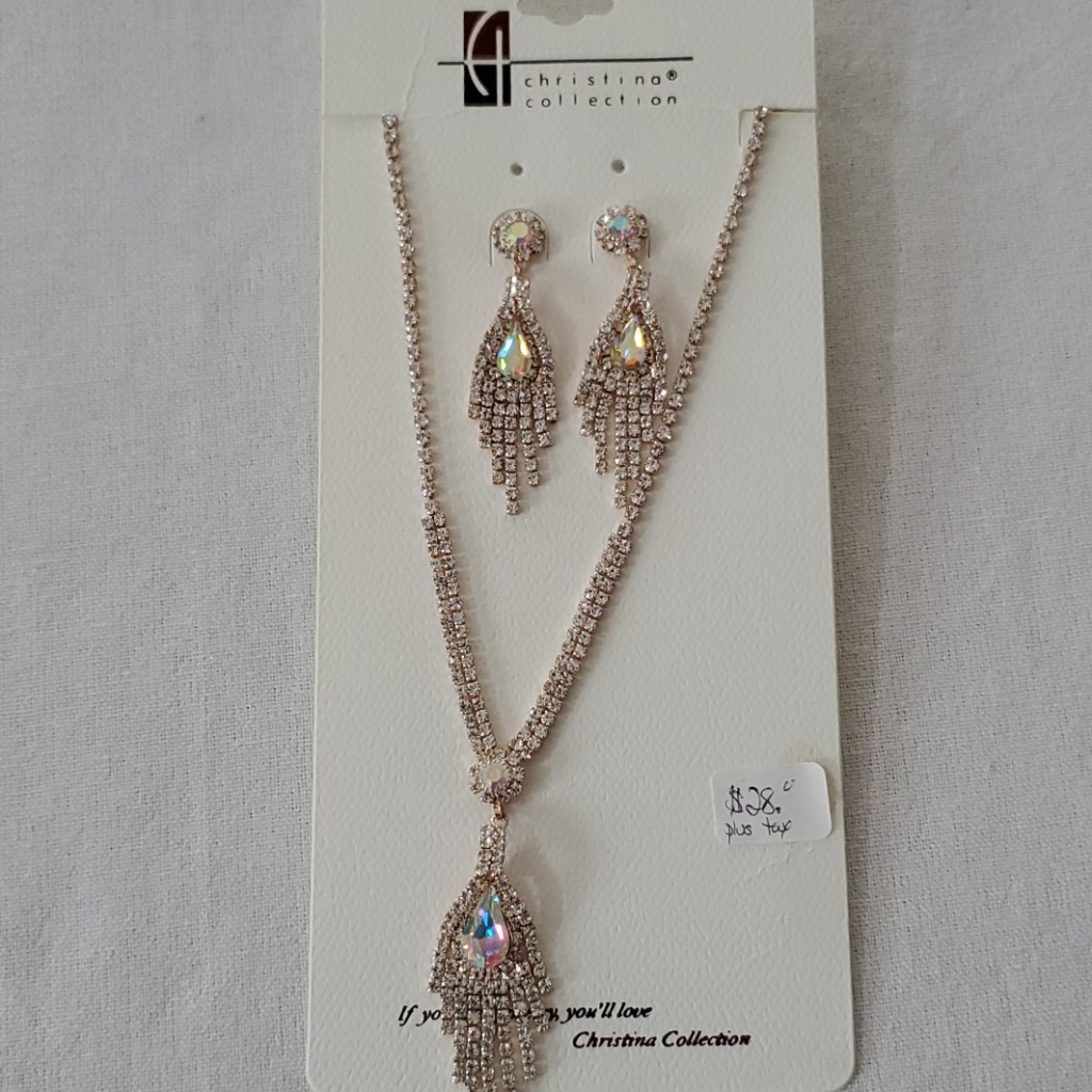Rose Gold Necklace And Earrings